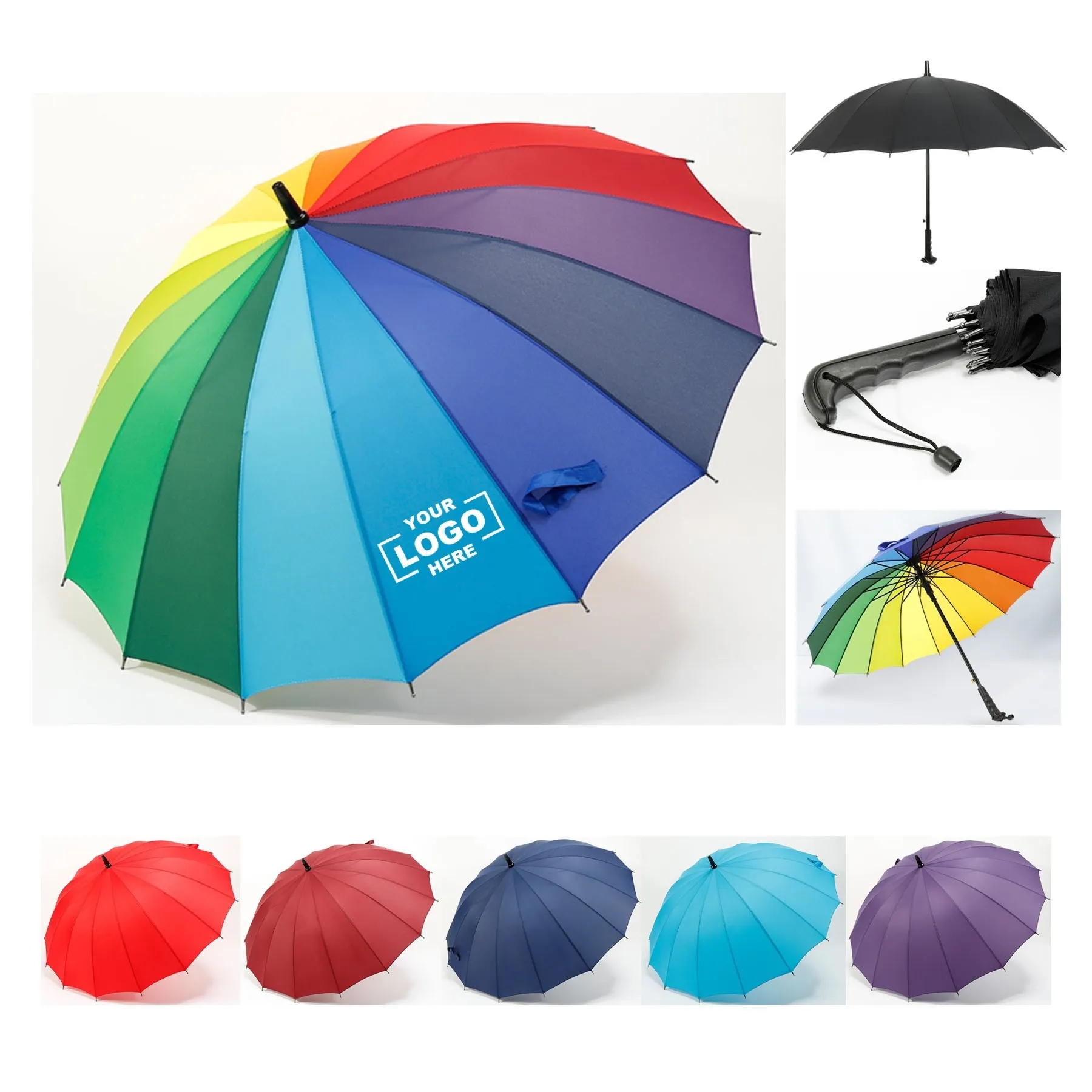 16 Ribs Rainbow Canopy Umbrella/Golf Umbrella 2