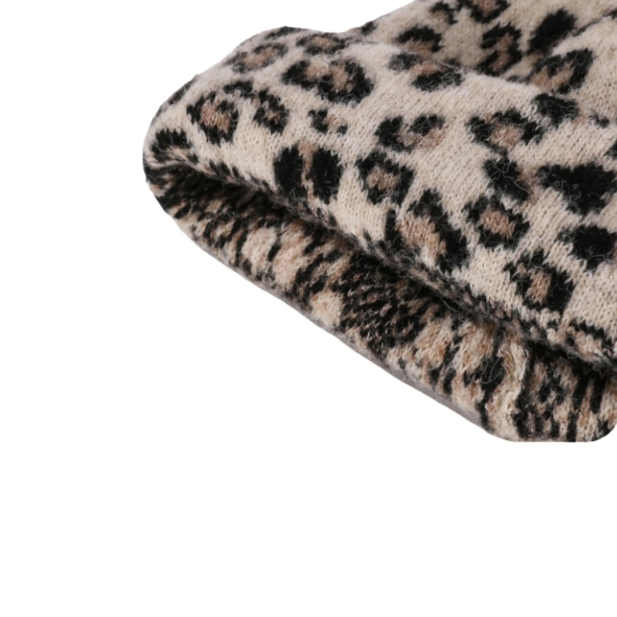 Warm Soft Plush Leopard-print Beanie Knit Hat Winter Hat 2