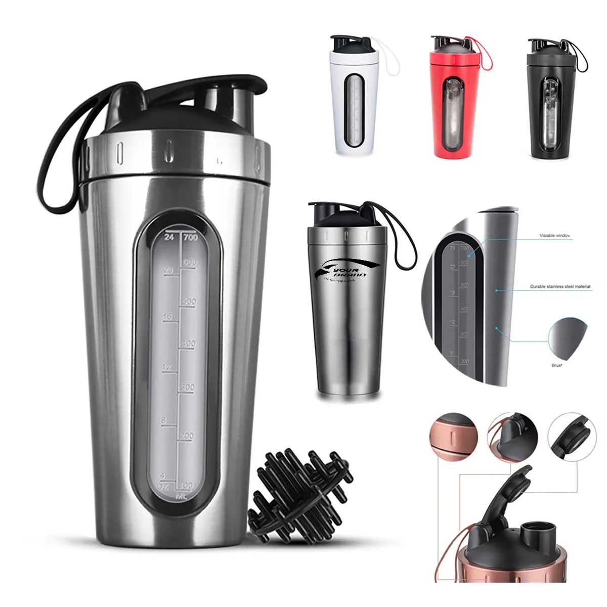 23oz Transparent scale Shaker Bottle Sports Water Cup 6