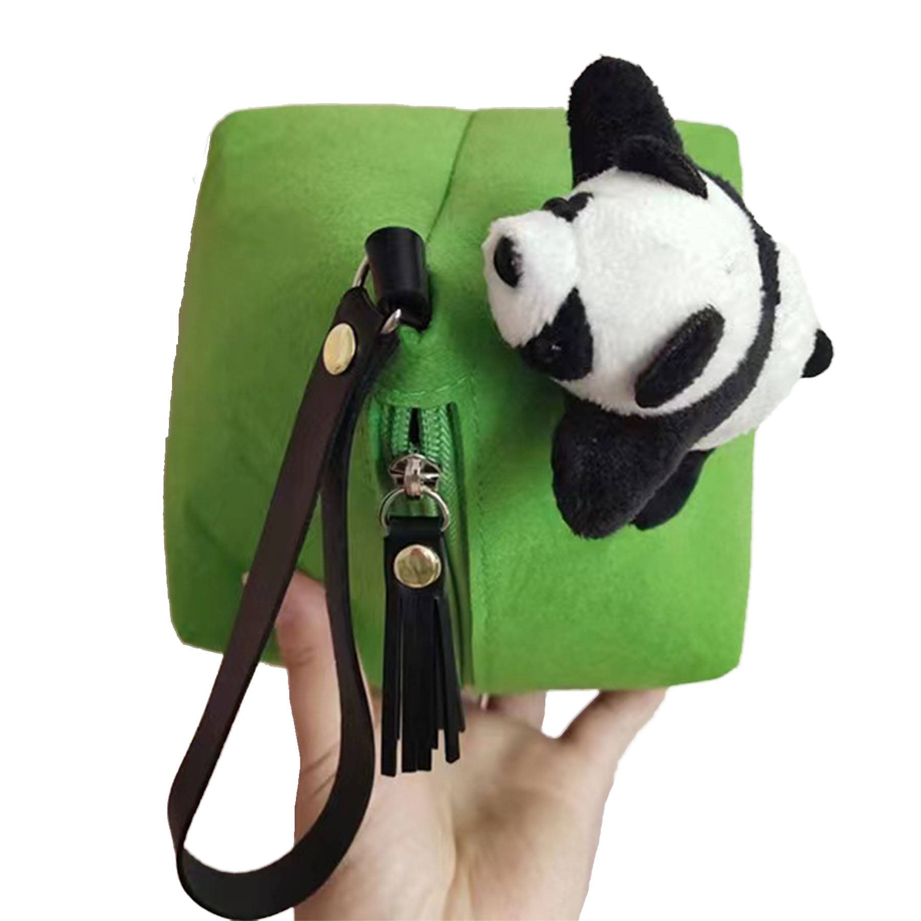 Felt panda coin purse wallet with hanging rope 4