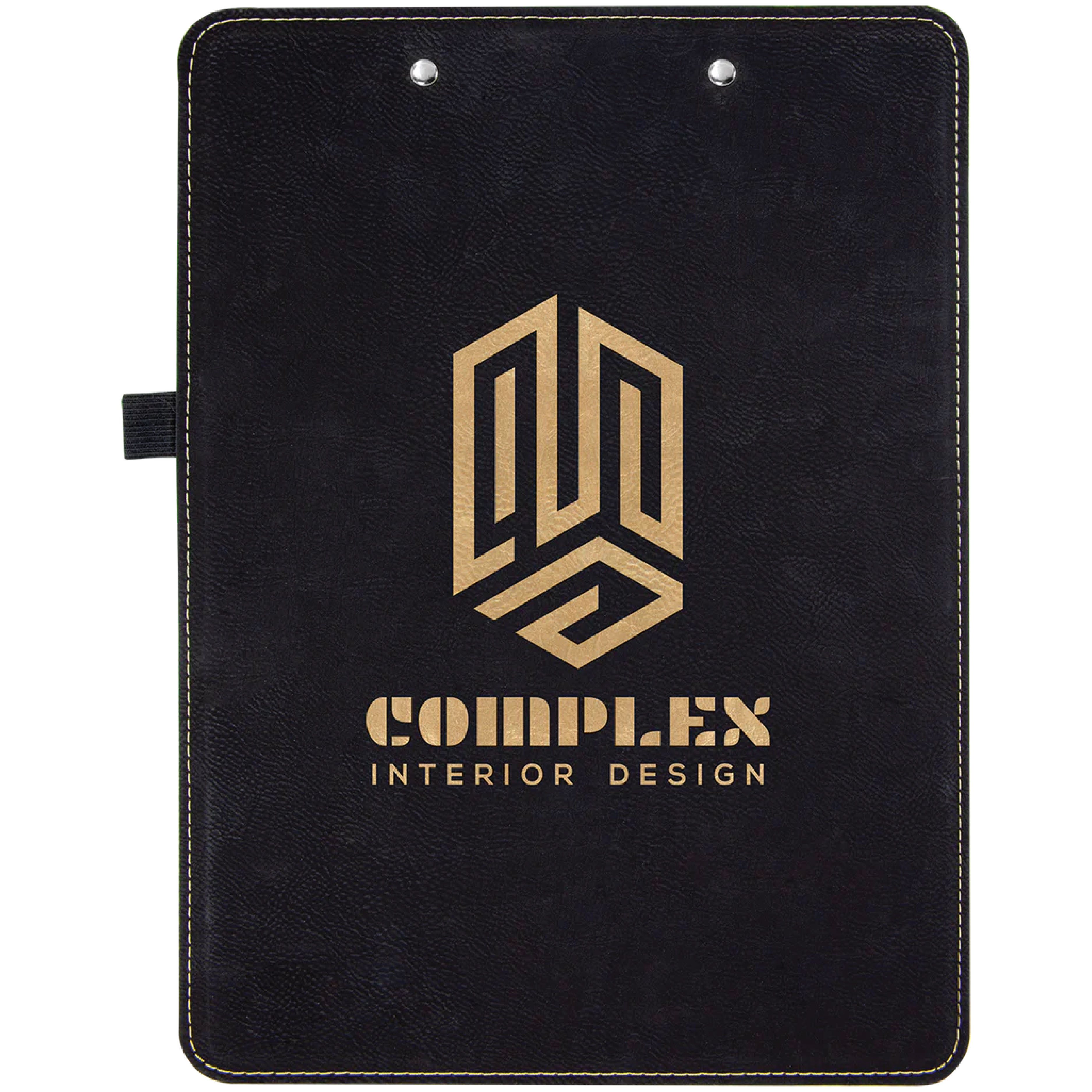 9" x 12 1/2" Black/Gold Leatherette Clipboard 2
