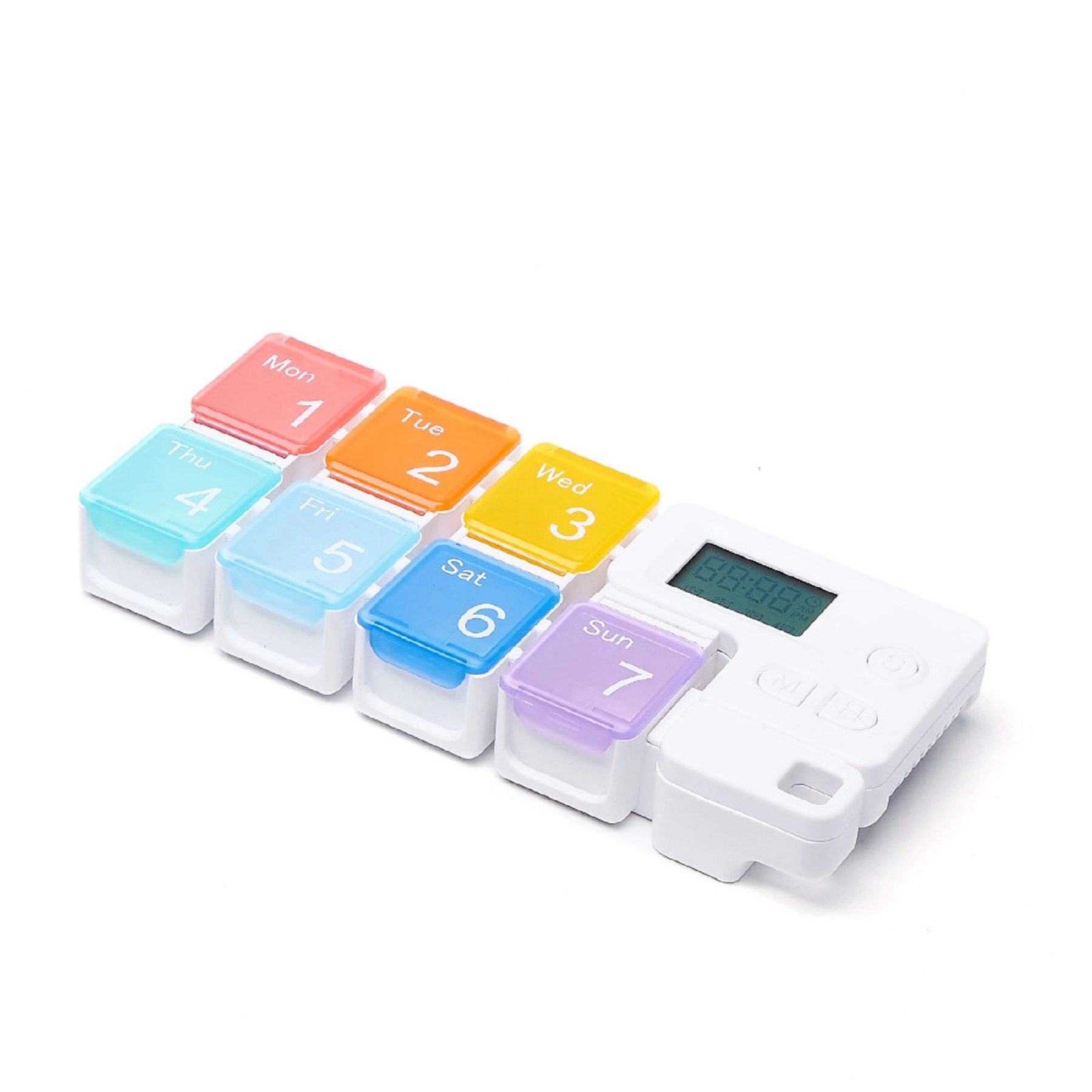 7 Compartments Colorful Pill Box with Alarm Timer 2