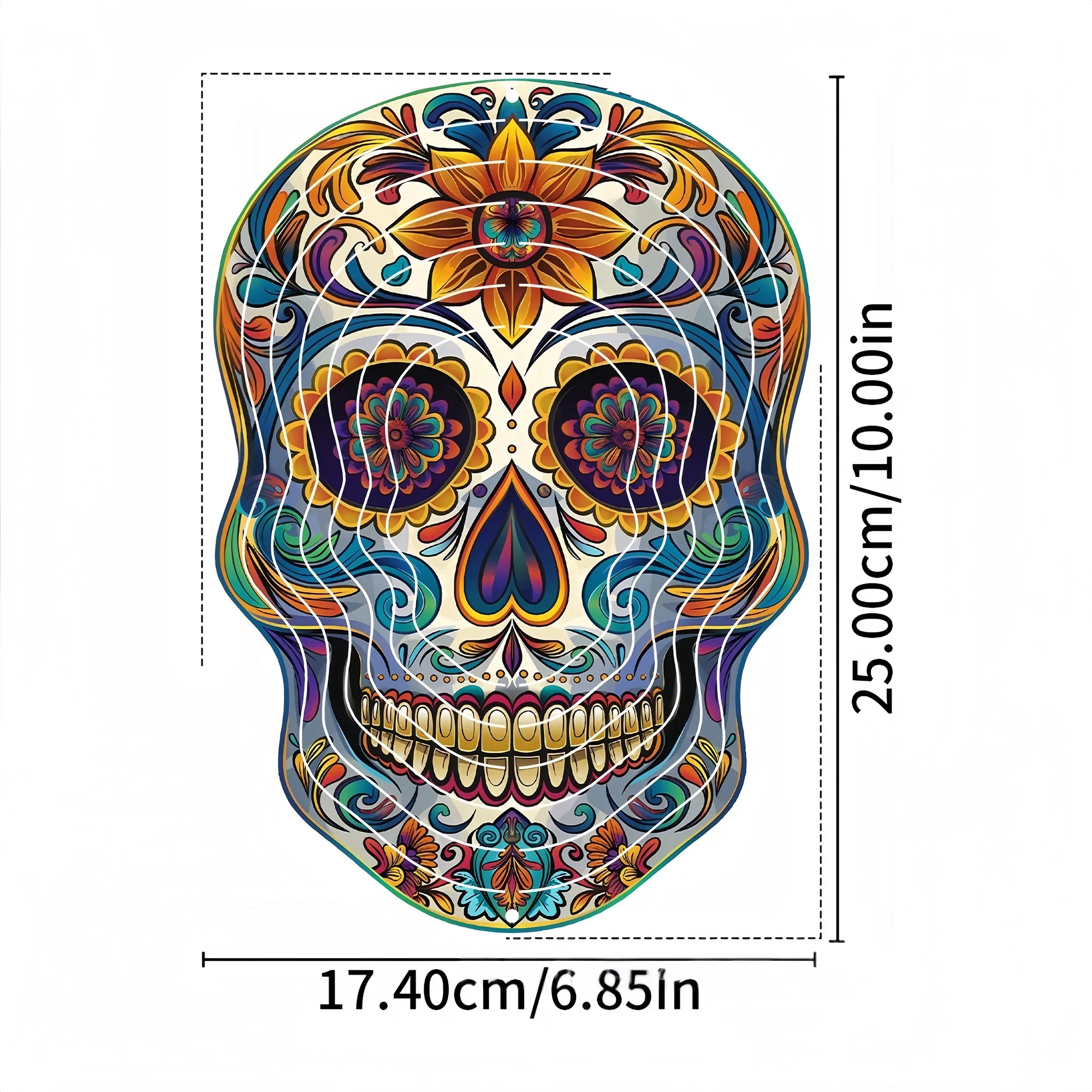 Vibrant 3D Skull Wind Spinner For Halloween Decor 2