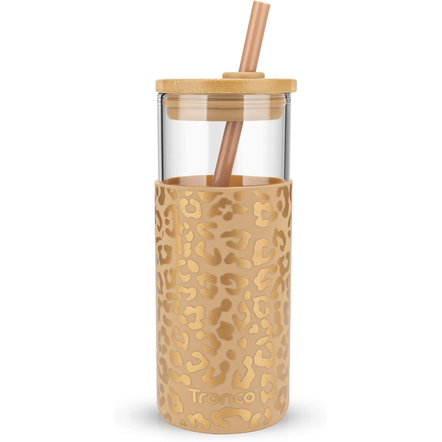 20 Oz Glass with Bamboo Lid and Straw 6