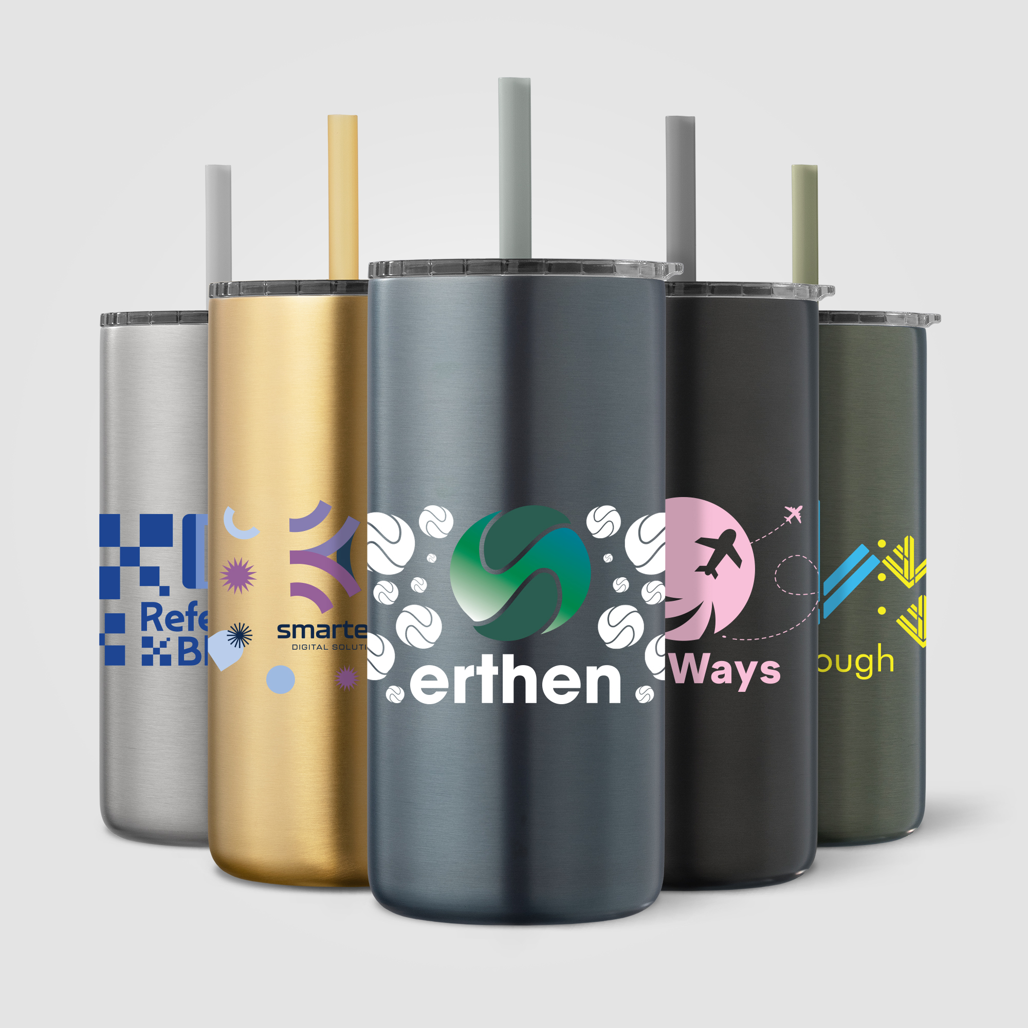 Borealis Recycled Stainless Steel Straw Tumbler - 16 oz.