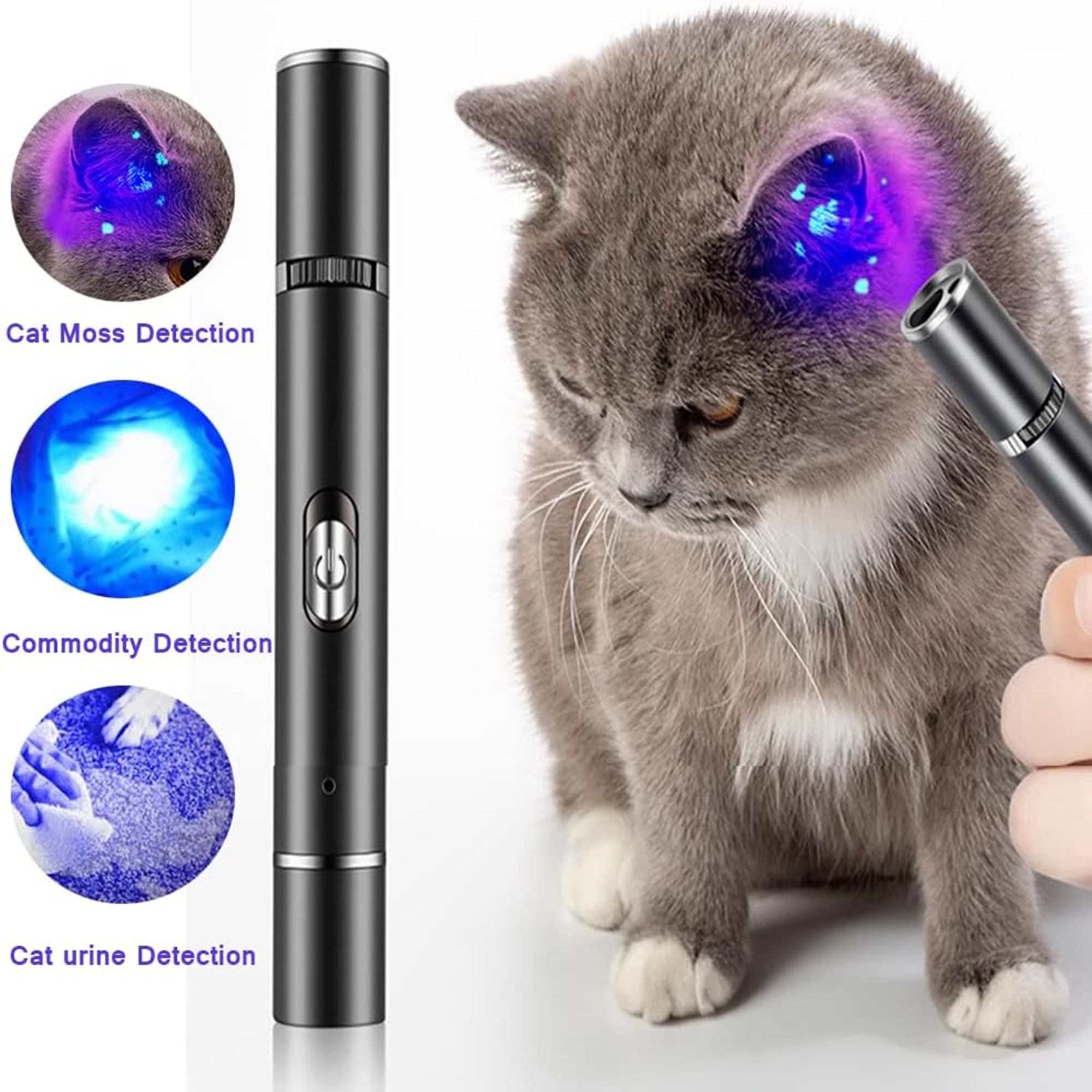 Cat Toys USB Recharge Laser Pointer With UV Purple Light 5