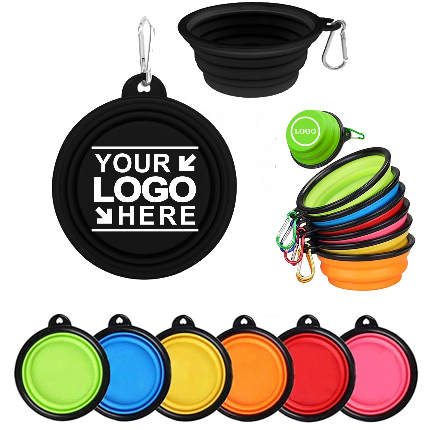 MOQ50Pcs Collapsible Silicone Pet Bowl With Carabiner 2