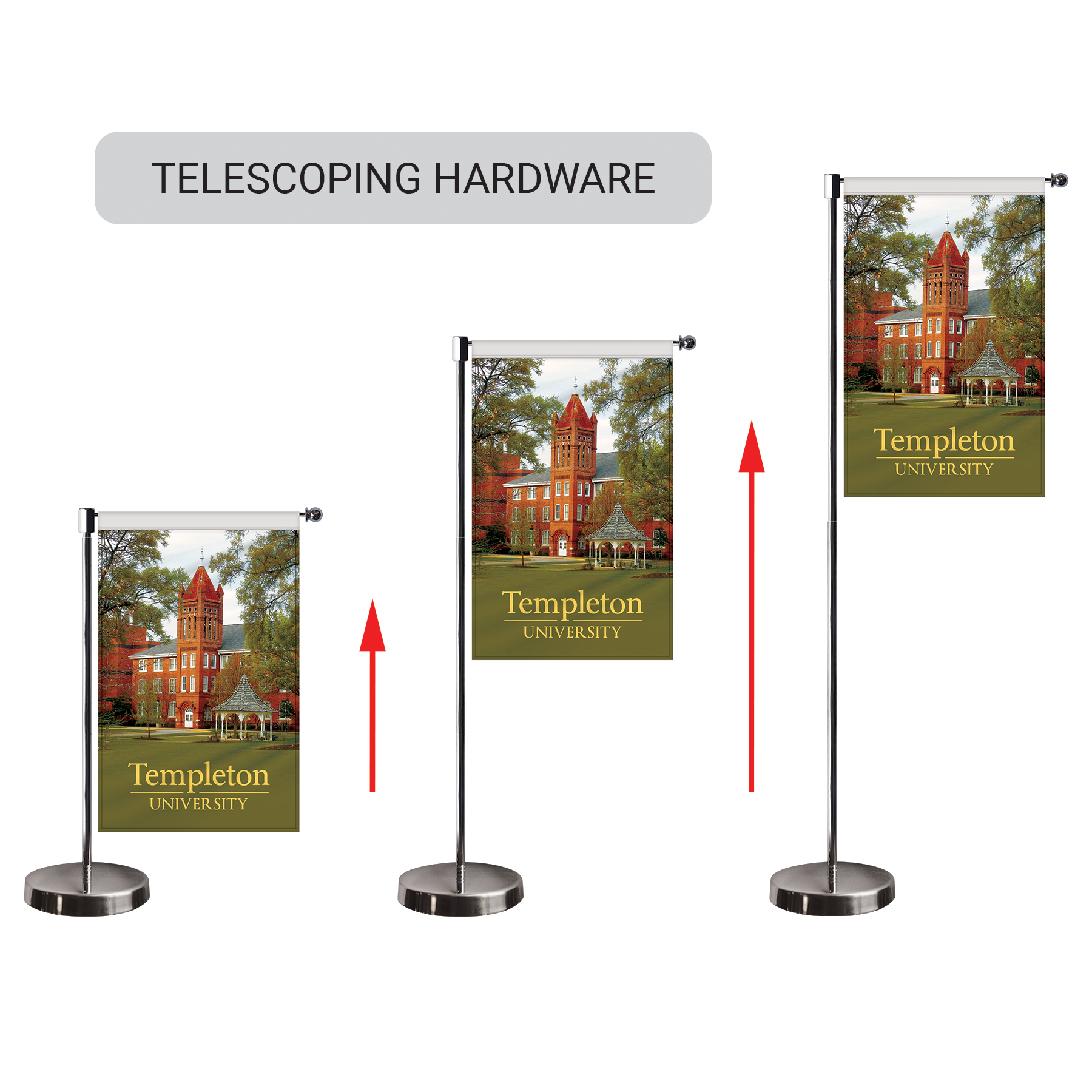 11-19.7" Metal Telescopic Flagpole with One Double Sided Banner 4