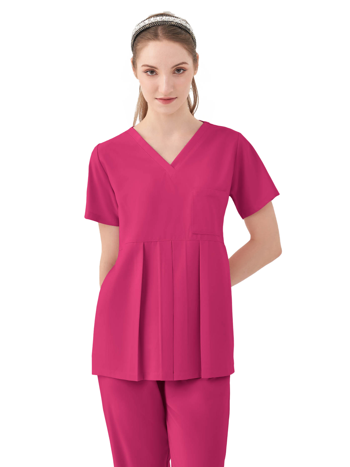 Parkley Quantum - Women's One-Pocket ASPEN Peplum Maternity V-Neck Top 9