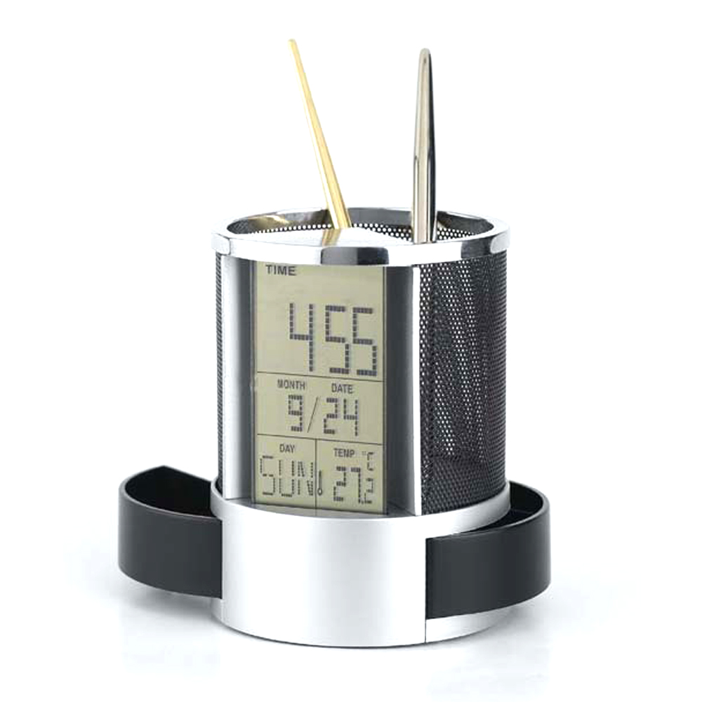Digital LCD Desk Pen Holder Alarm Clock 1