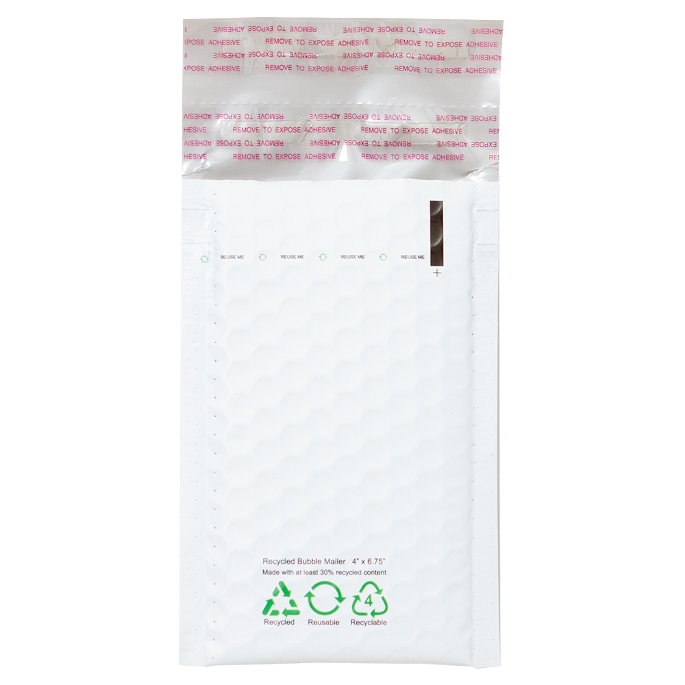 White Bubble Mailer - 100% Recyclable, 30% Recycled Material 2