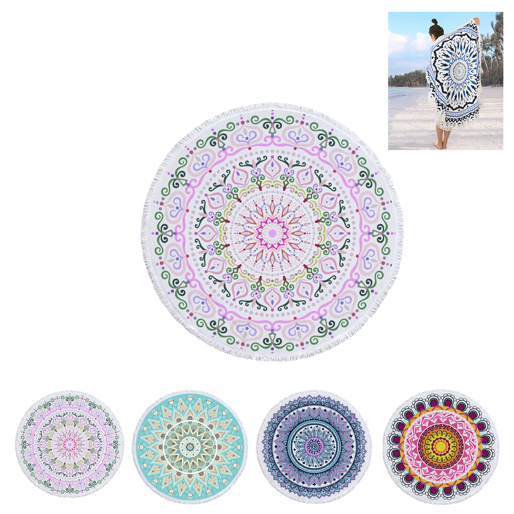 Moq 50pcs Round Beach Towel And Beach Mat 2