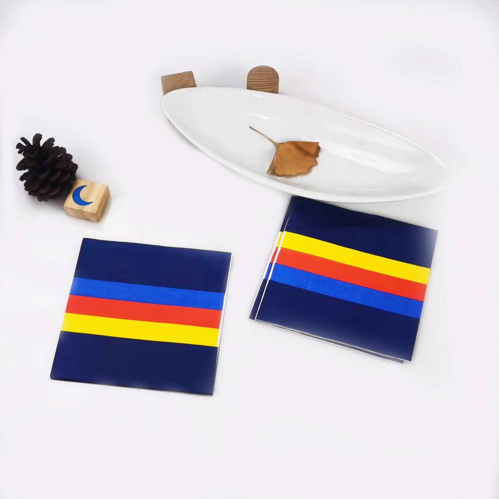 Custom Gold Foil Colorful Stripes Paper Napkins 5