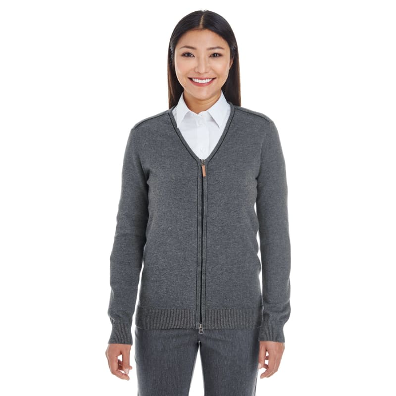Devon & Jones Ladies' Manchester Fully-Fashioned Full-Zip Cardigan Sweater 12