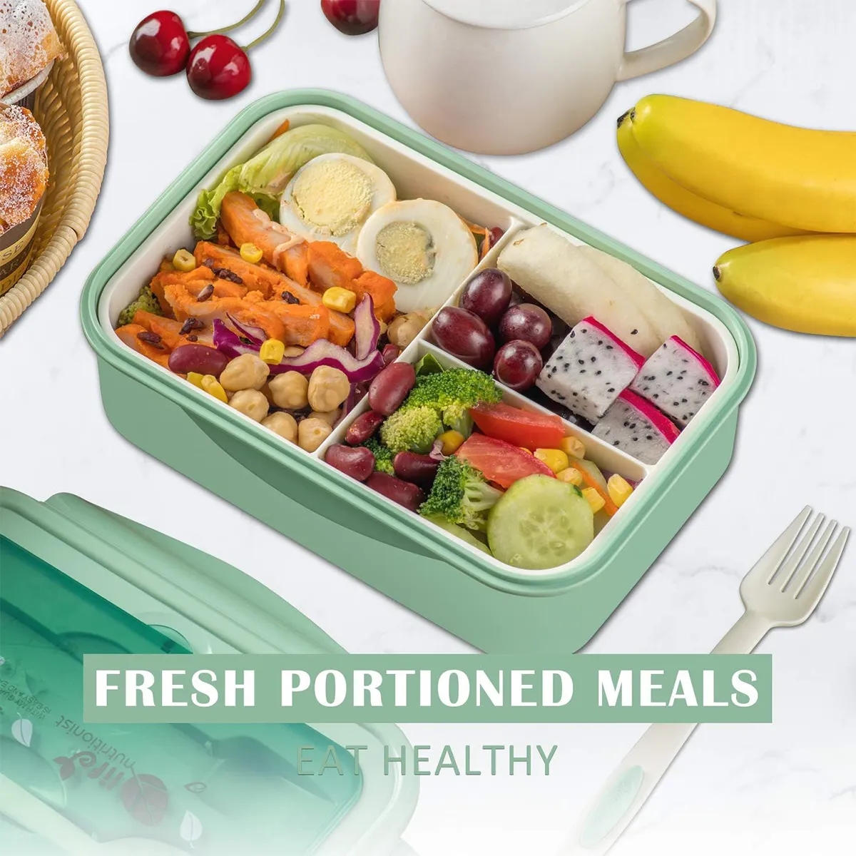 Custom Bento Lunch Box With Spoon & Fork 4