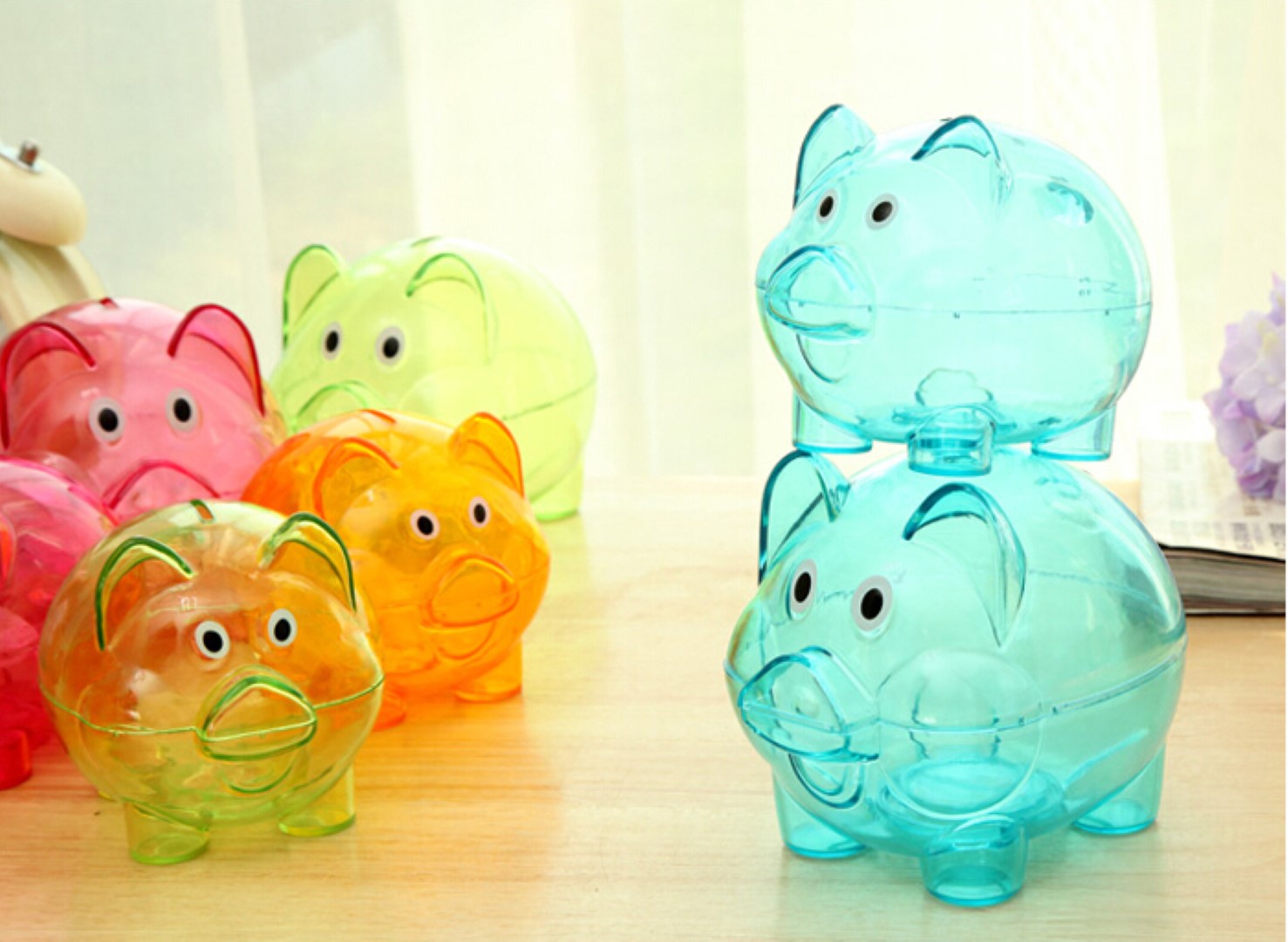 Mini Clear Piggy Coin Money Bank 2