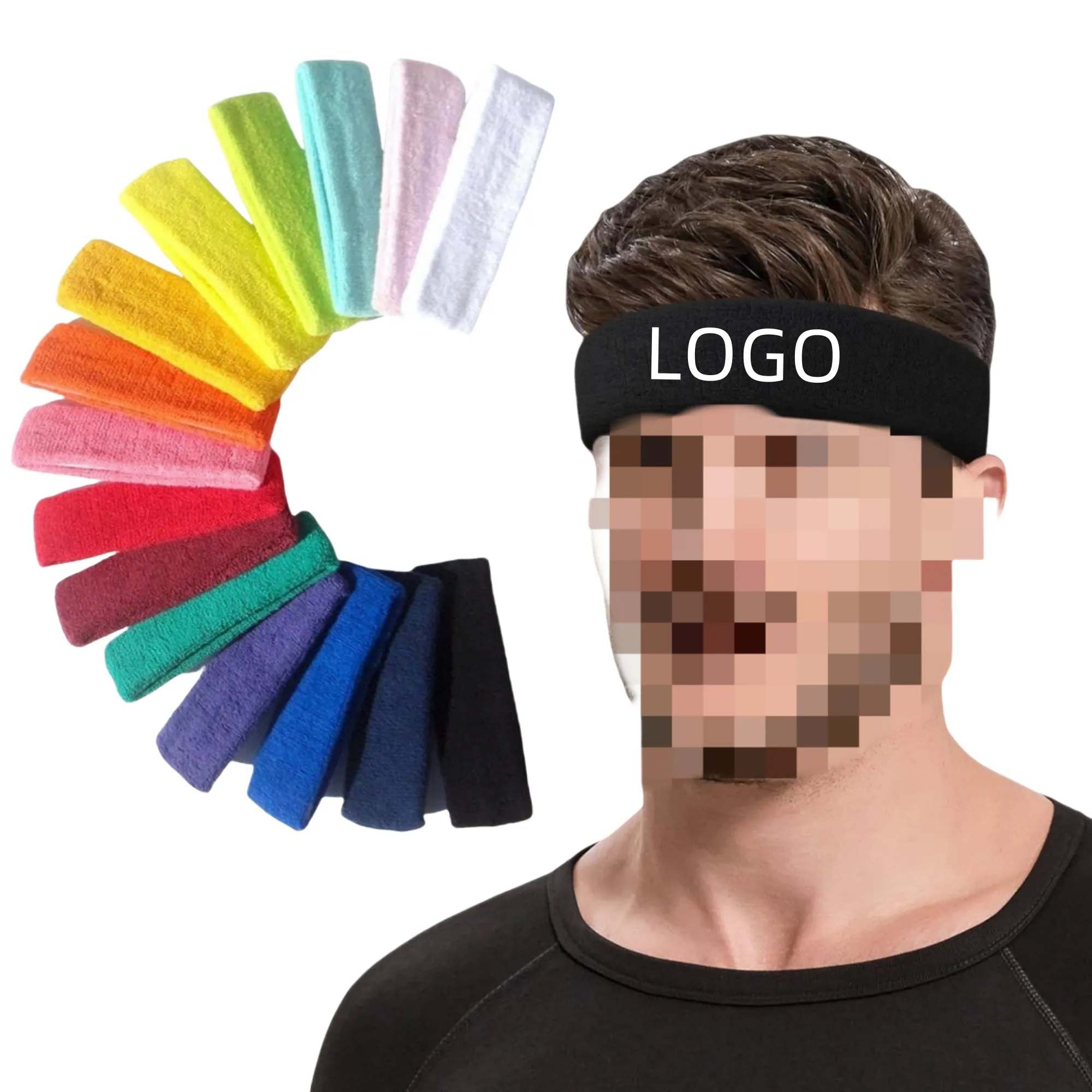 Elastic Terry Cloth Sports Sweat-Proof Headband 2