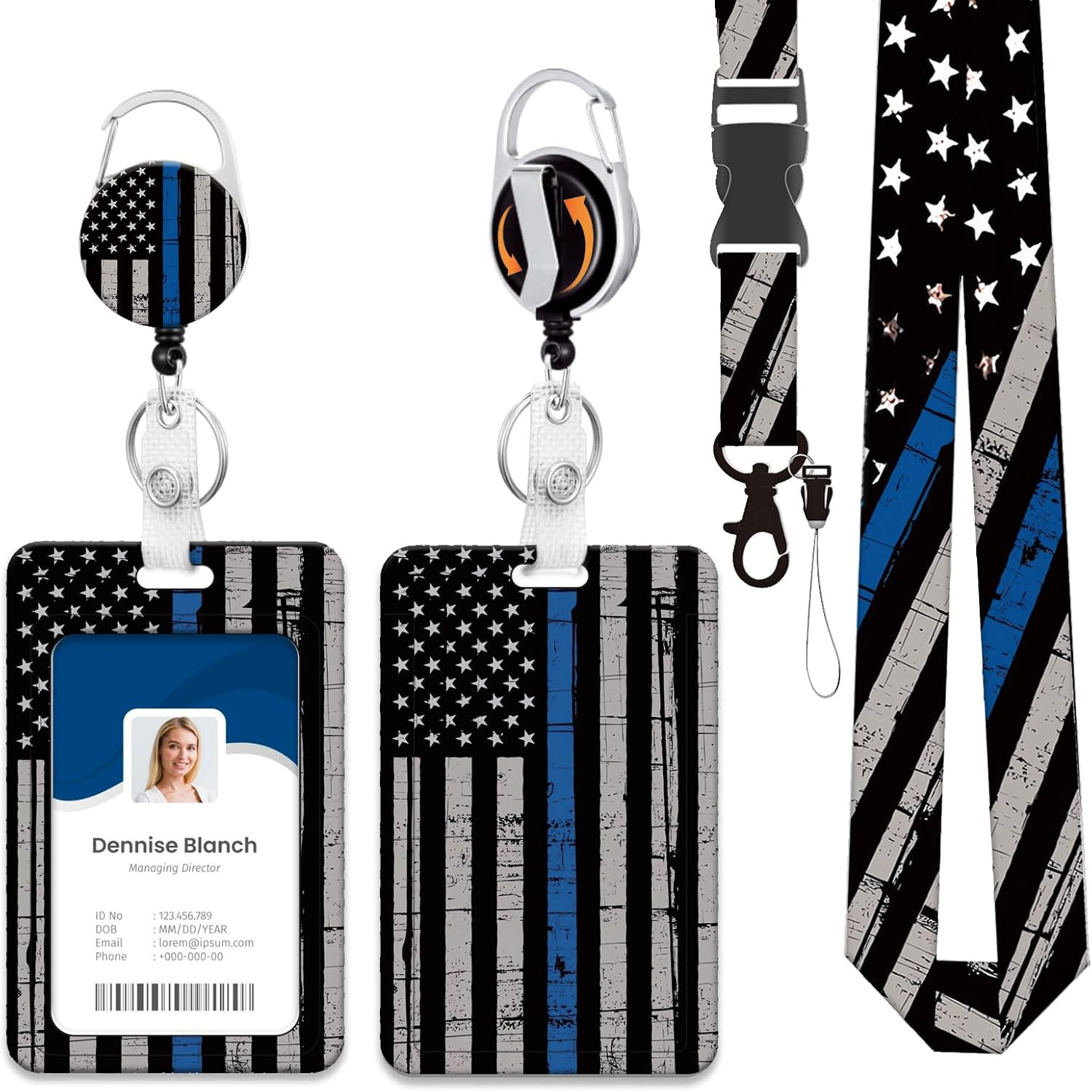 3-in-1 Badge Holder W/ Lanyard & Retractable Reel Clip 4