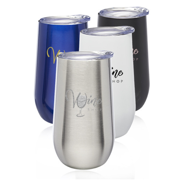 9 oz. Stemless Flute Wine Glasses with Lid 4