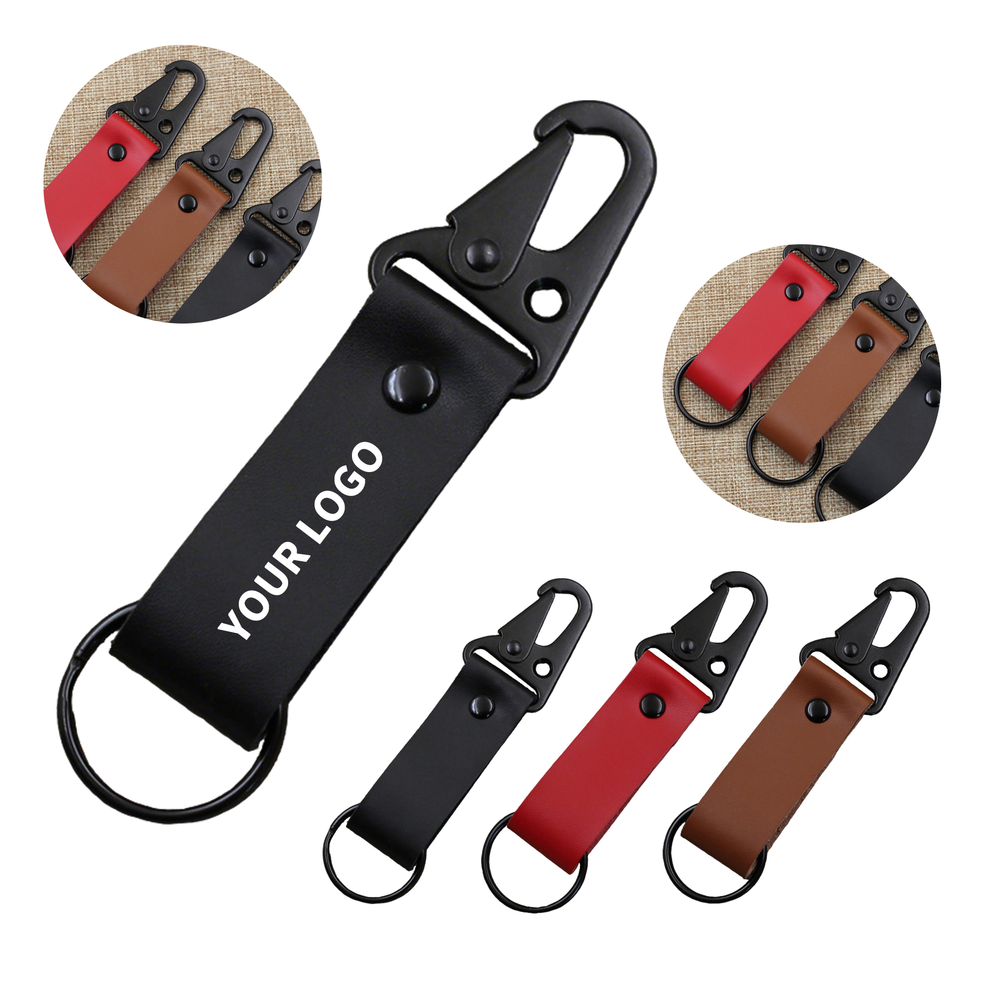 Genuine Leather Key Fob With Zinc Alloy Hook 2