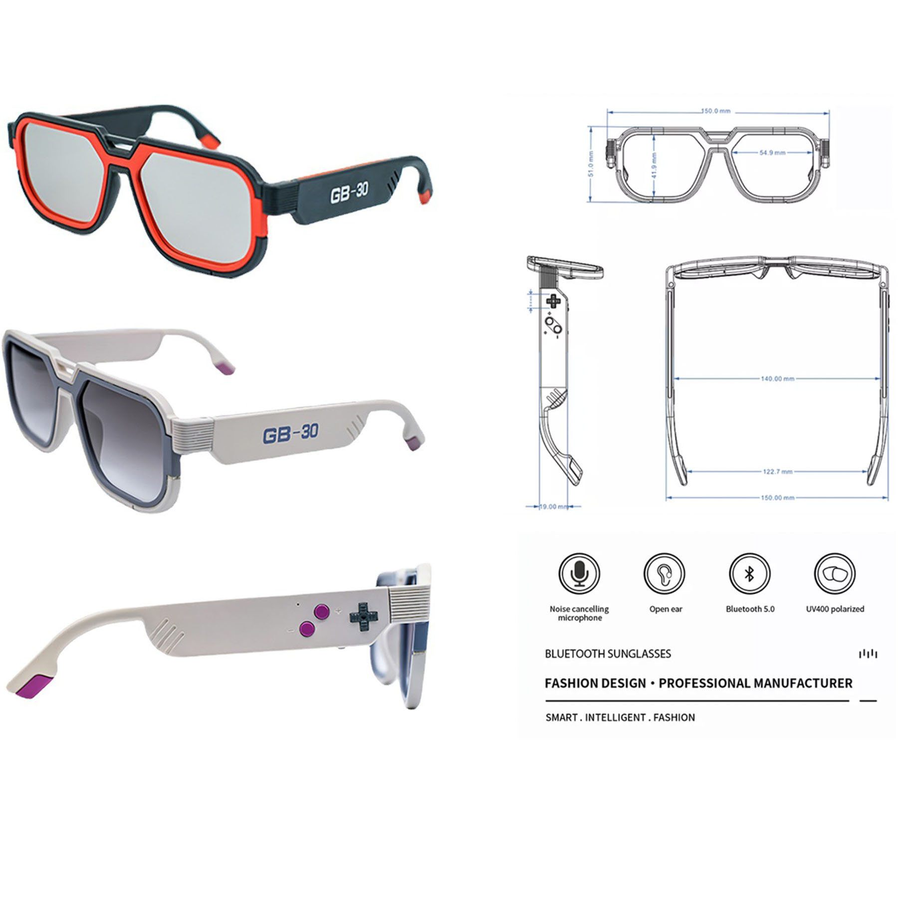 Sound Audio Music Bluetooth Smart Eyewear Sun Glasses