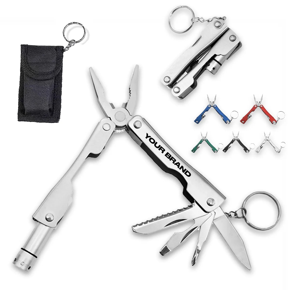 Folding Pliers Functional Pocket Multitool With Flashlight 8