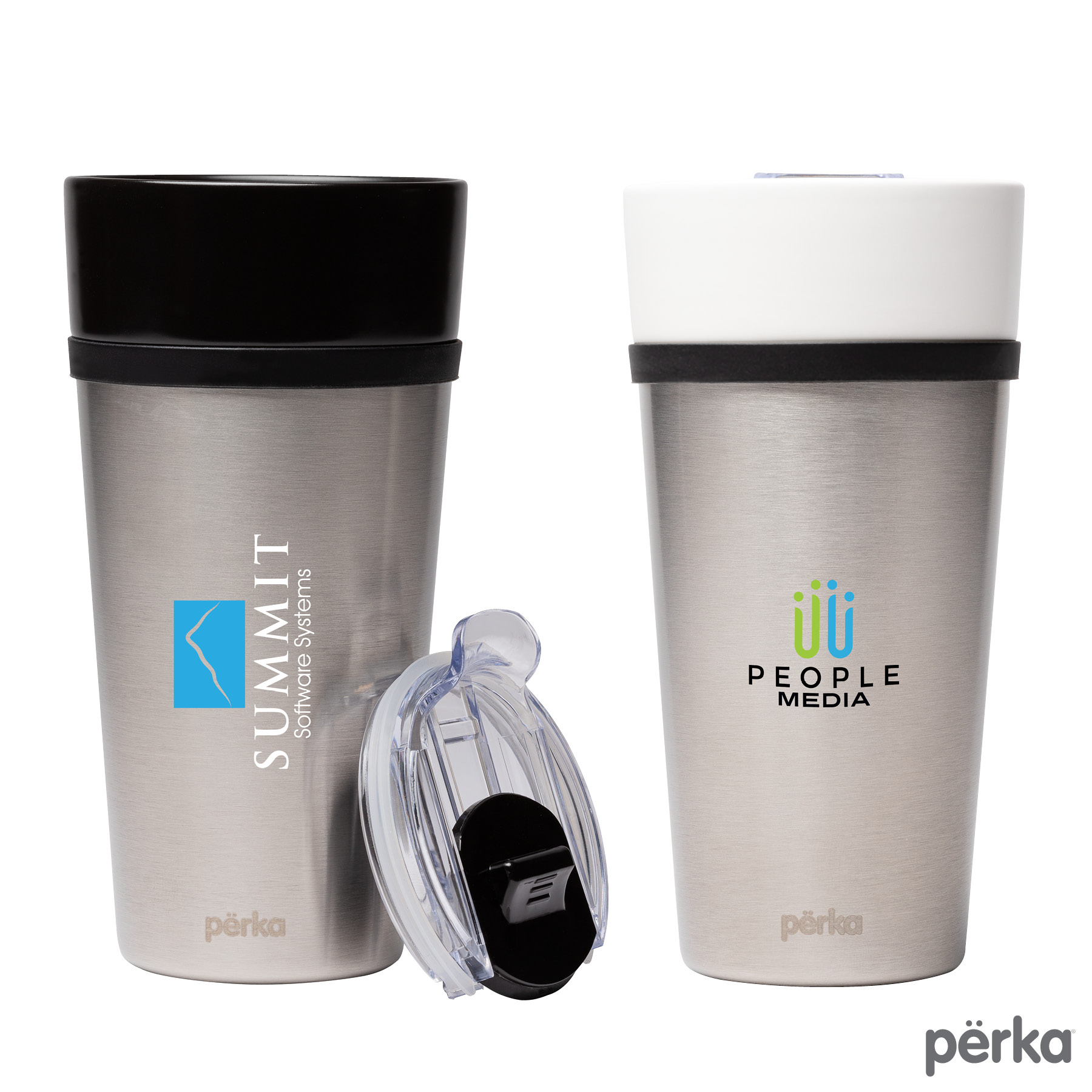 Perka® Linden 14 oz. Double Wall Ceramic Tumbler w/  Stainless Steel Outer 7