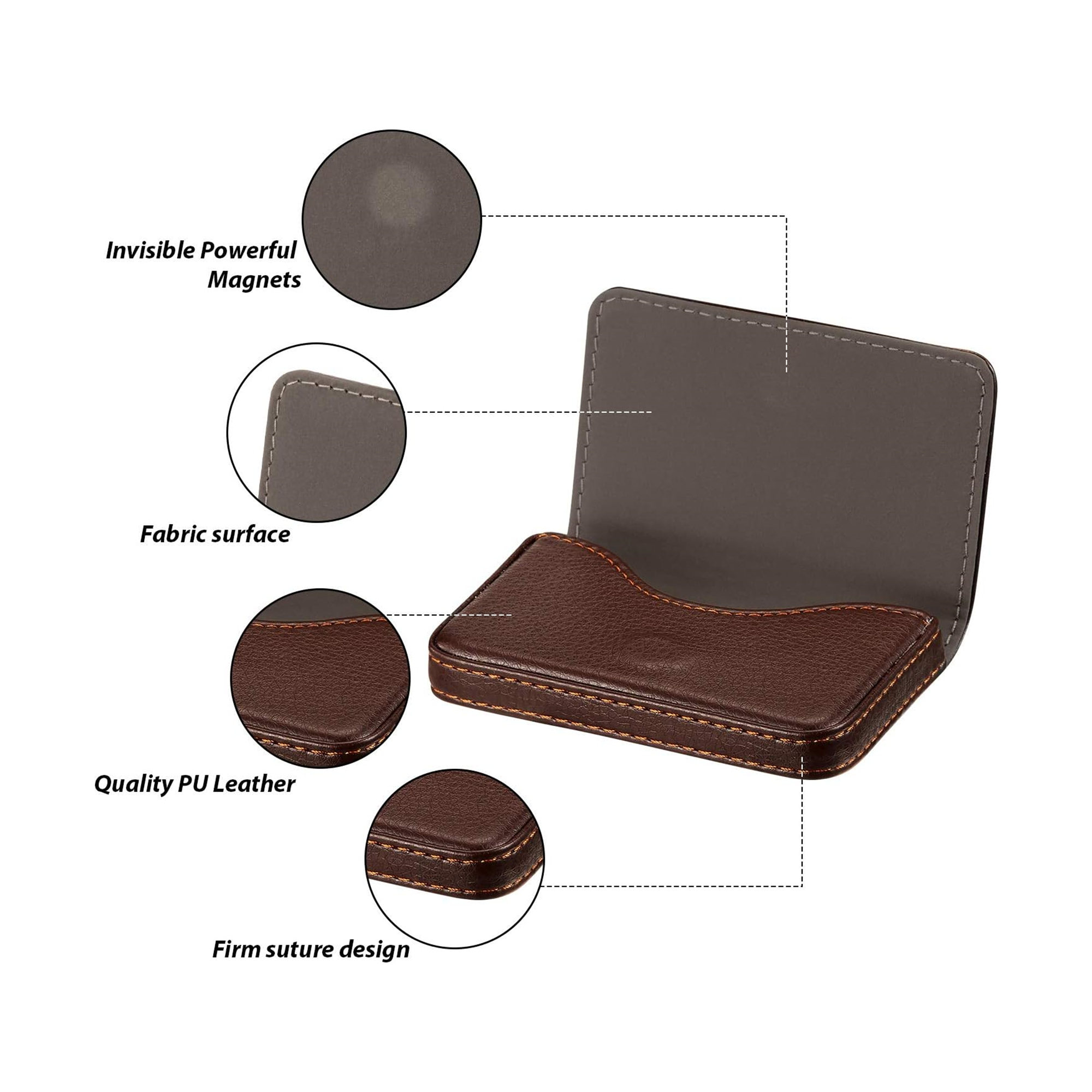 Leather Business Card Holder With Magnetic Shut 5