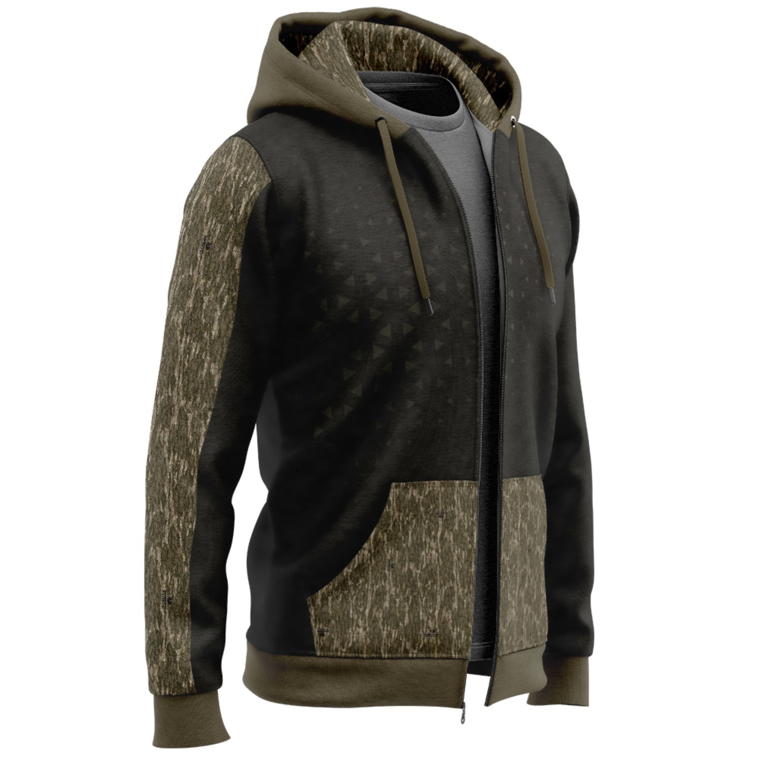 Mossy Oak® Men's 8.2 oz. Polar Fleece Full Zip Hoodie with Kangaroo Pocket
