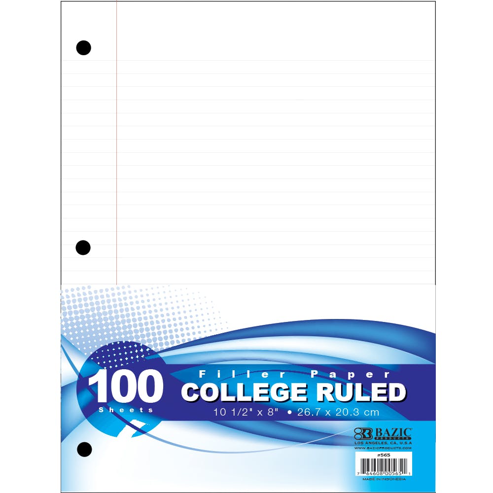College Ruled Filler Paper - 100 Sheets 1