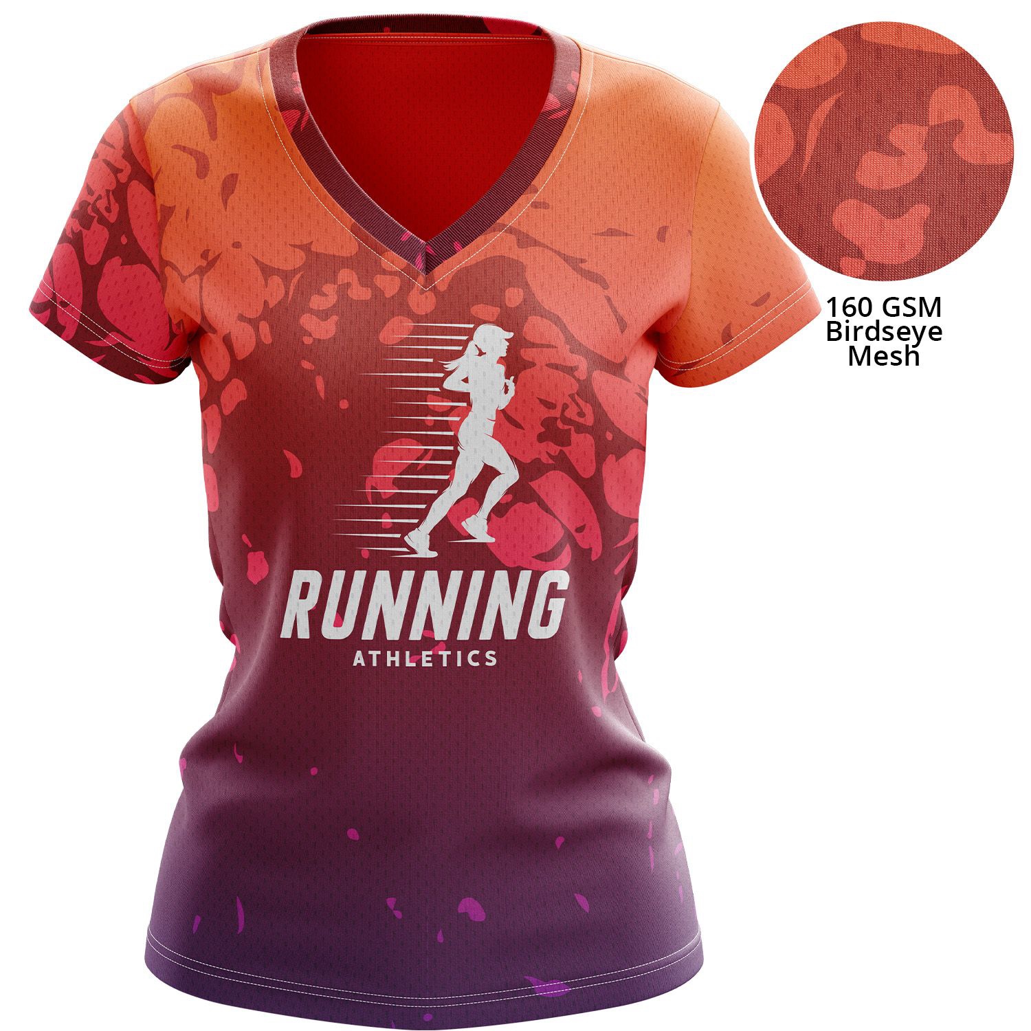 Women's 160 GSM Birdseye Mesh Performance V-Neck Short Sleeve T-shirt