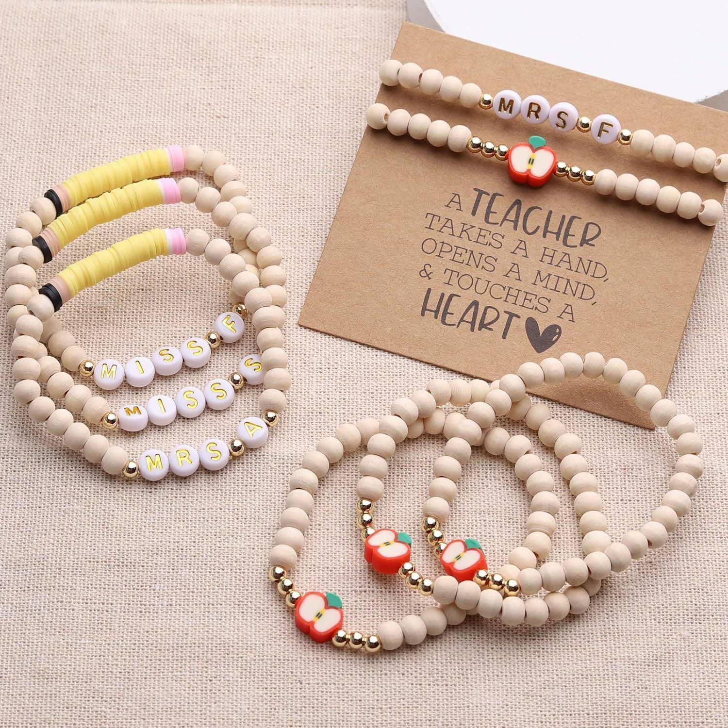 Custom Polymer Clay Teacher Bracelet Set 6