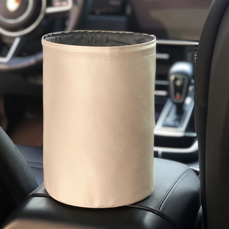 Collapsible Waterproof Portable PU Leather Car Trash Can 11