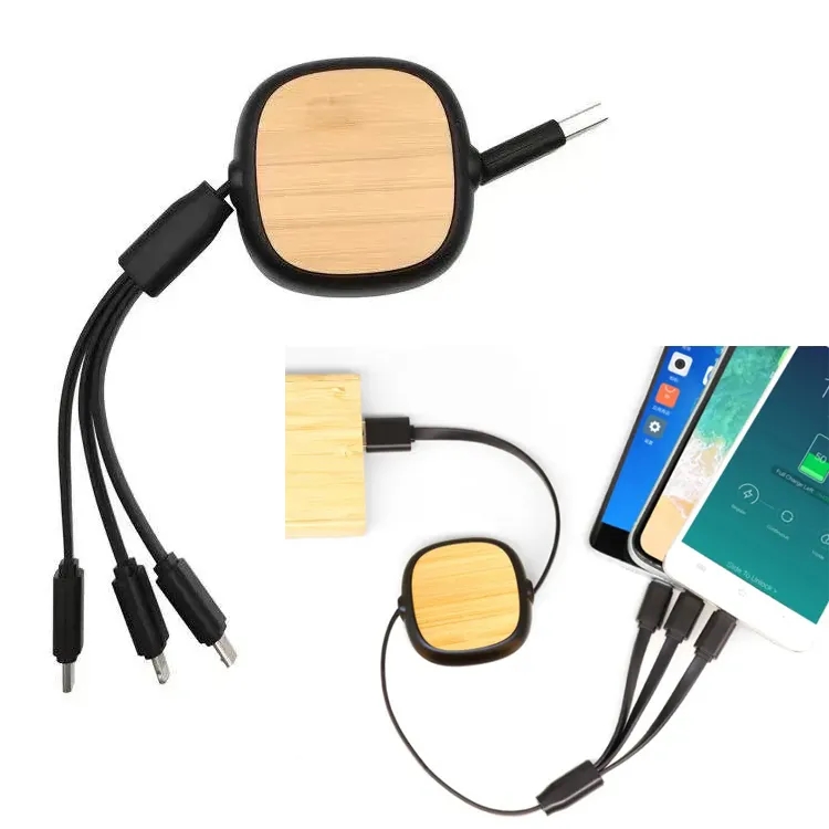 Bamboo Retractable 3-in-1 Charging Cables 5