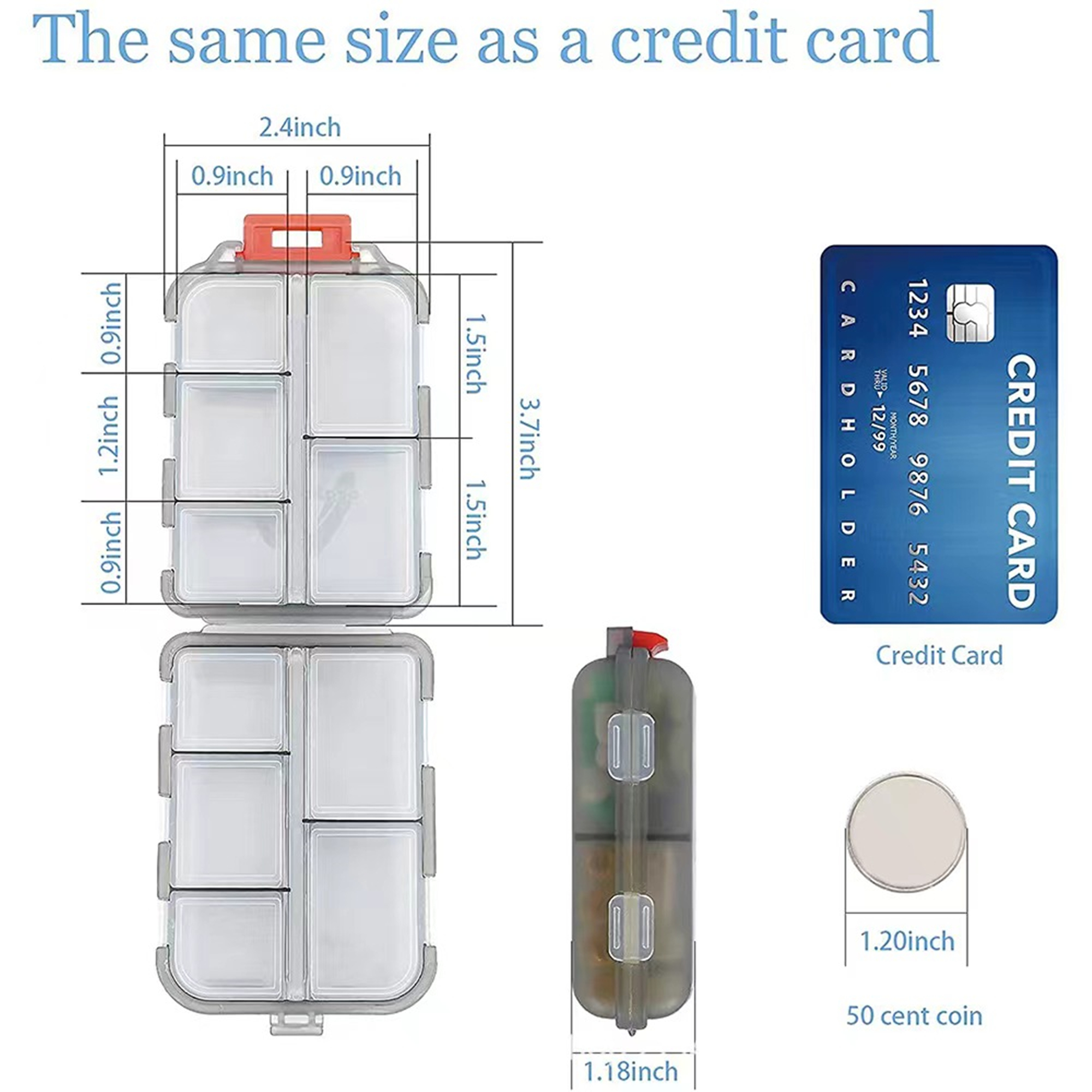 Travel Pill Box With 10 Compartments 2