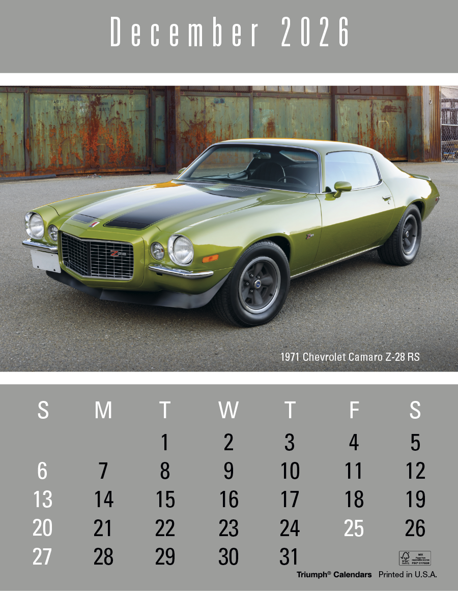 4C Press-N-Stick Header Cruisin’ Cars Calendar 13-Month