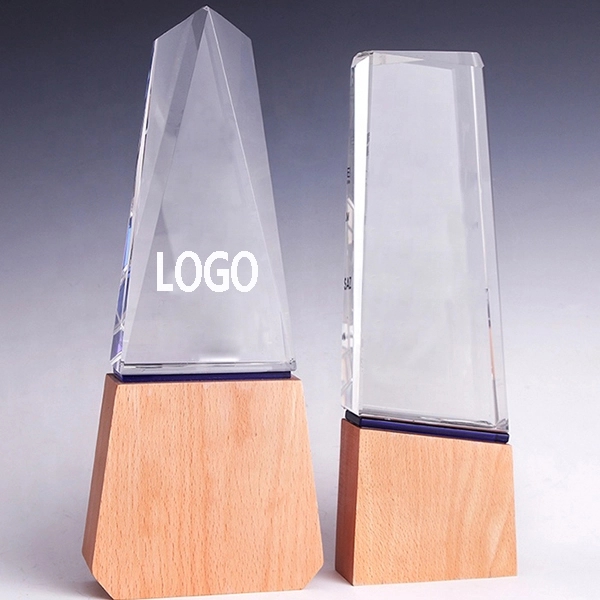 Crystal Trophy With Wooden Base 4