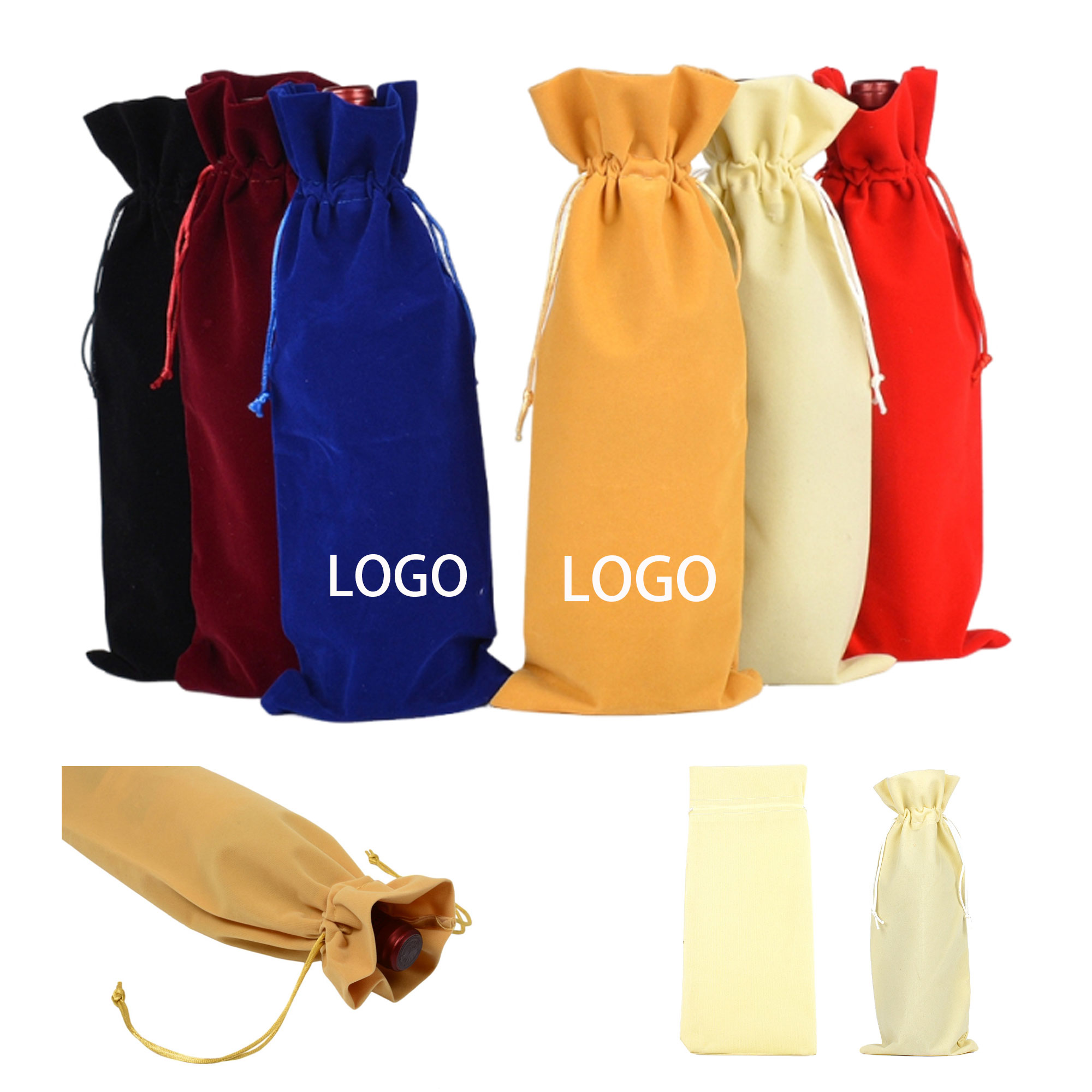 Velvet Drawstring Wine Bag 3