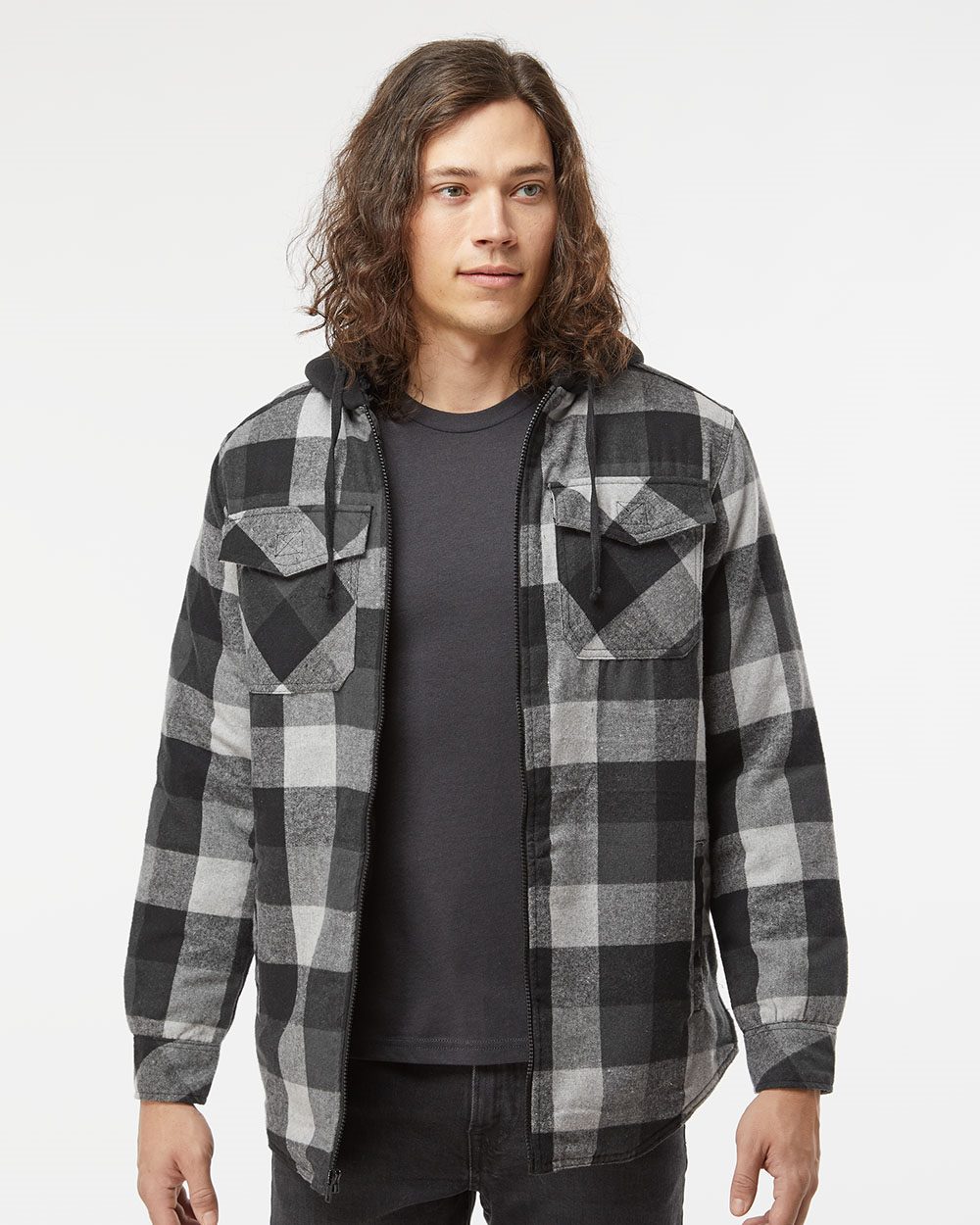 Quilted Flannel Hooded Jacket 8620