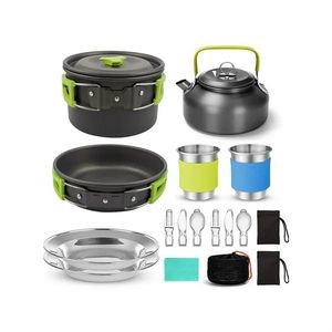 15pcs Camping Cookware Mess Kit 5