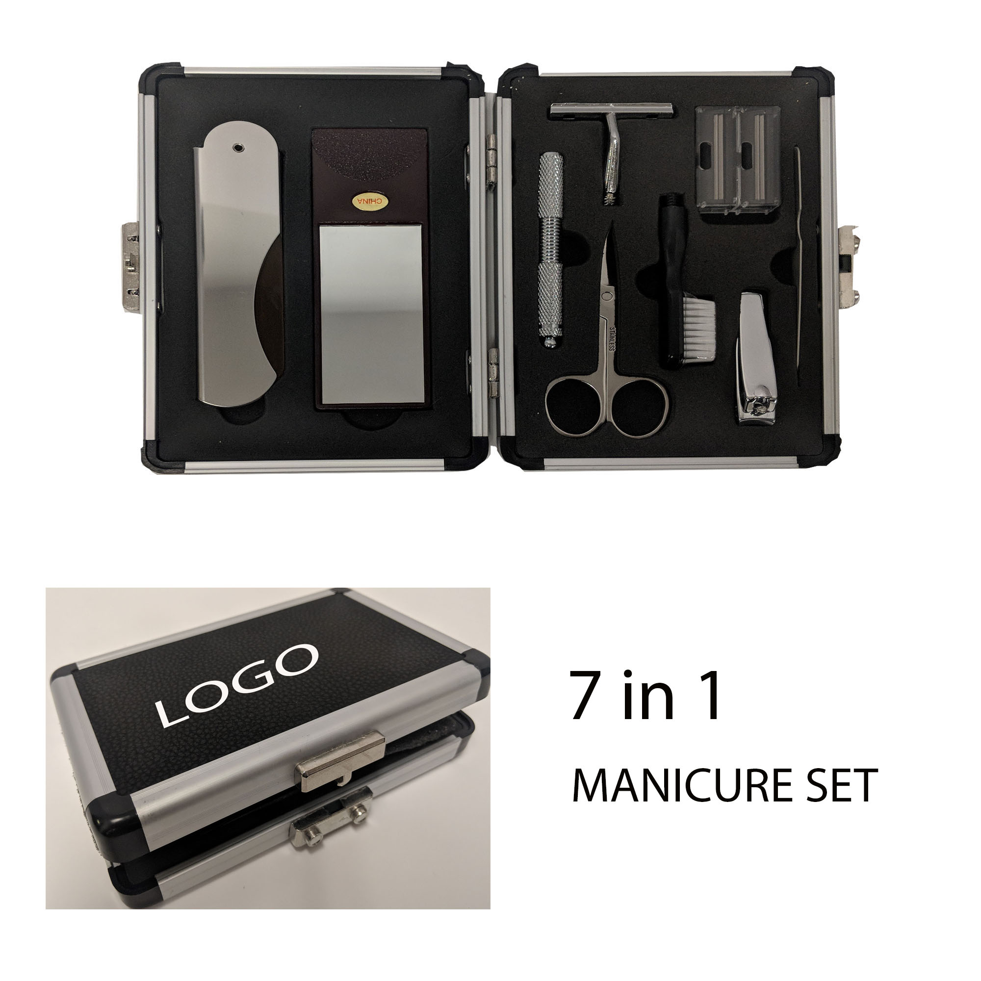7 IN 1 GENTLEMAN MANICURE SET IN ALUMIMUM CARYING CASE 1