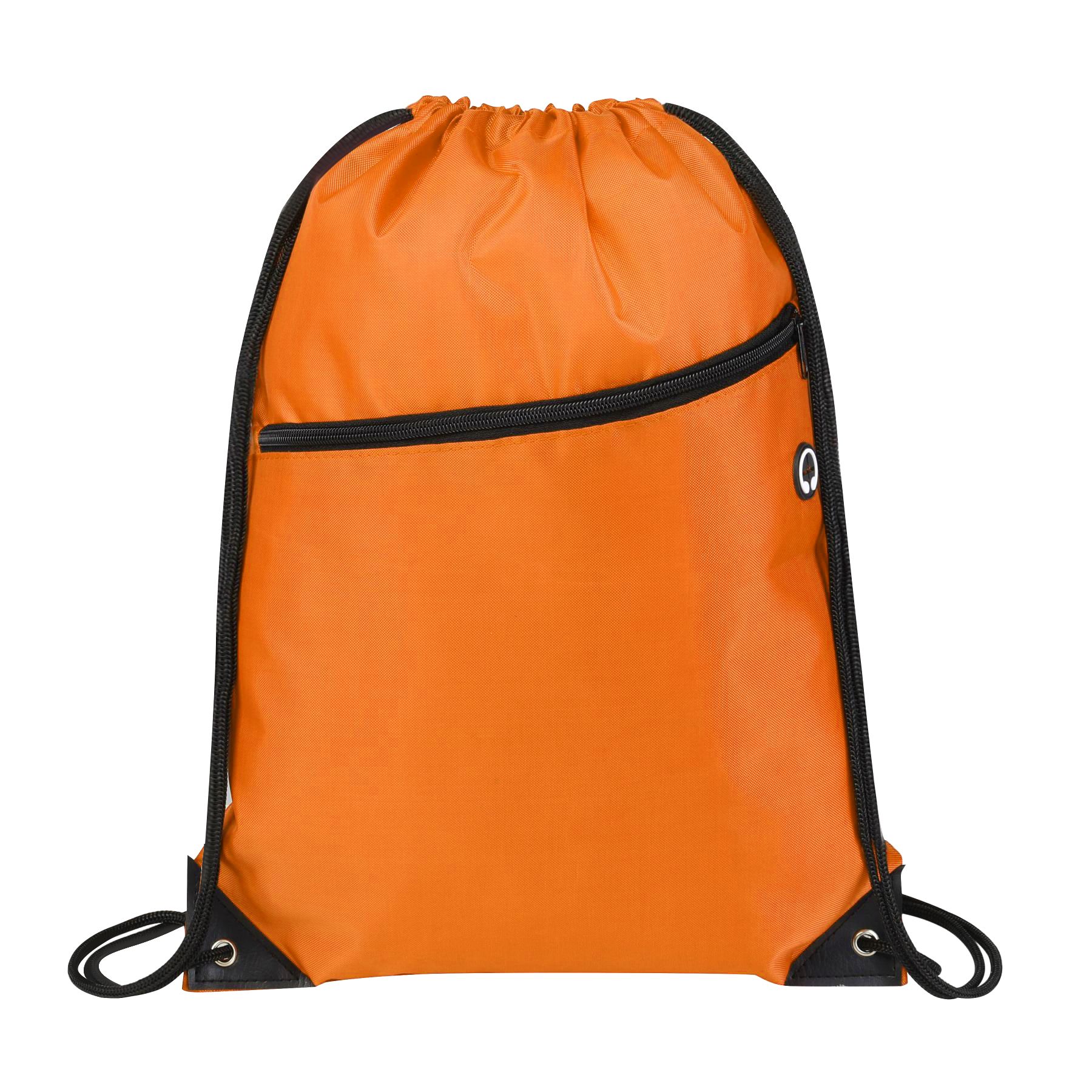 420D Heavy Duty Drawstring Backpack With Front Zipper 1