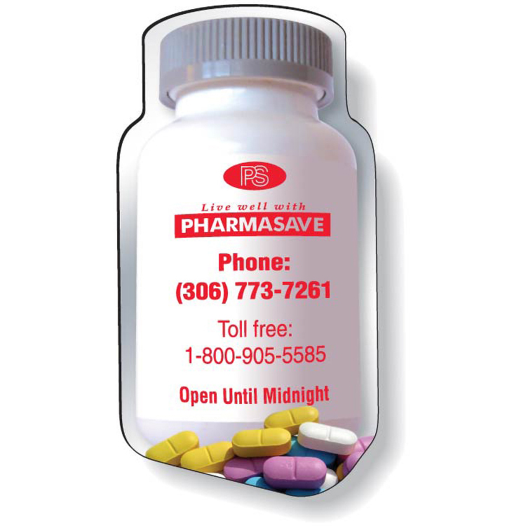 Stock Medicine Bottle Magnet .020, Full Colour Digital, White Vinyl Topcoat