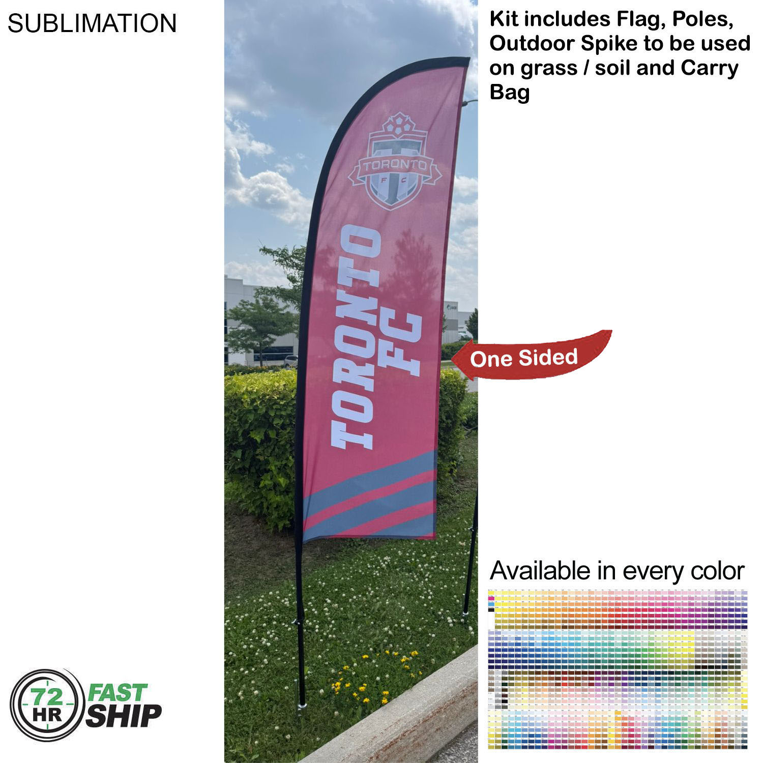 72Hr Fast Ship - 8.5' X-Small Feather Flag Kit, Full Color Graphics One Side