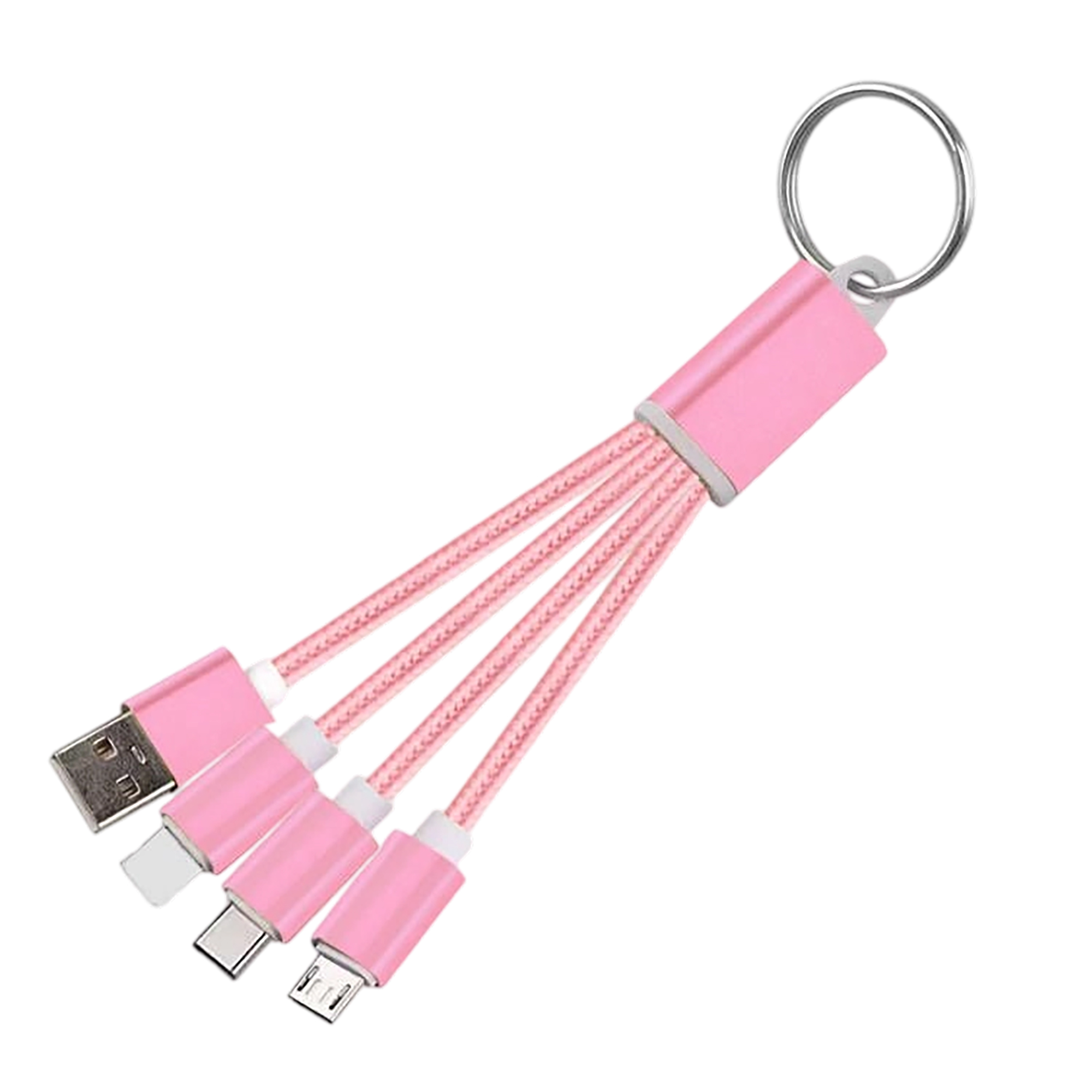 Nylon Braided Three In One Charging Cable With Multi Device Compatibility 5.12" 3