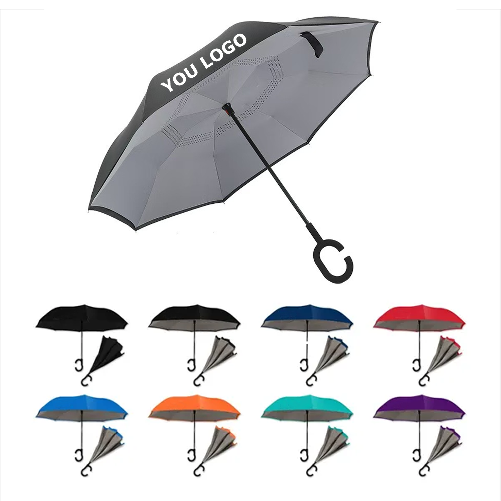 C-Shaped Handle Reverse Umbrella 2