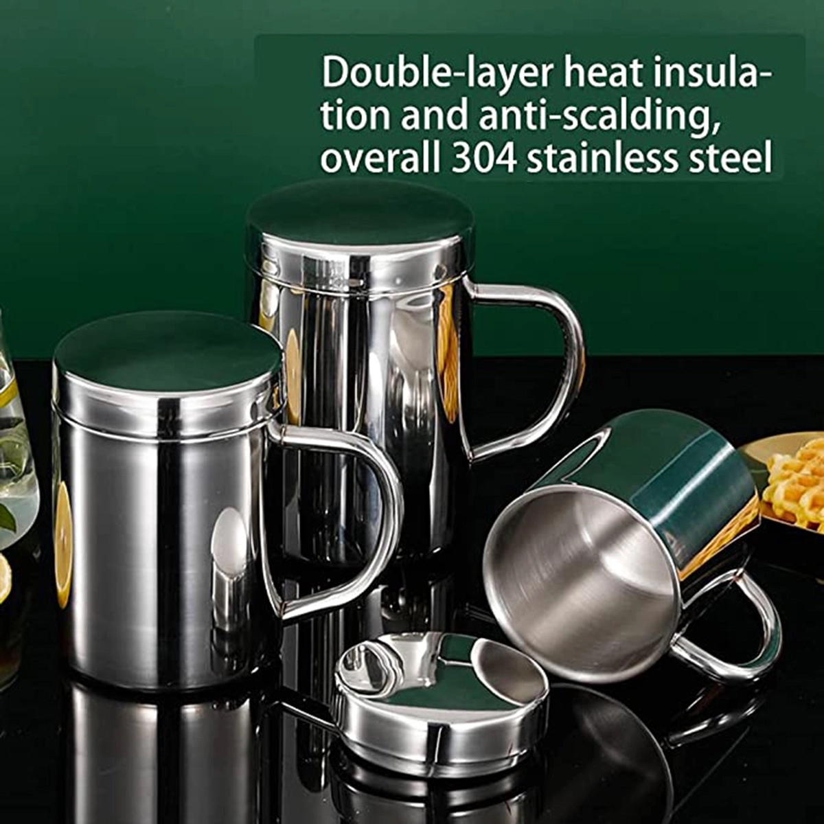Stainless Steel Coffee Mug With Lid And Handle 3