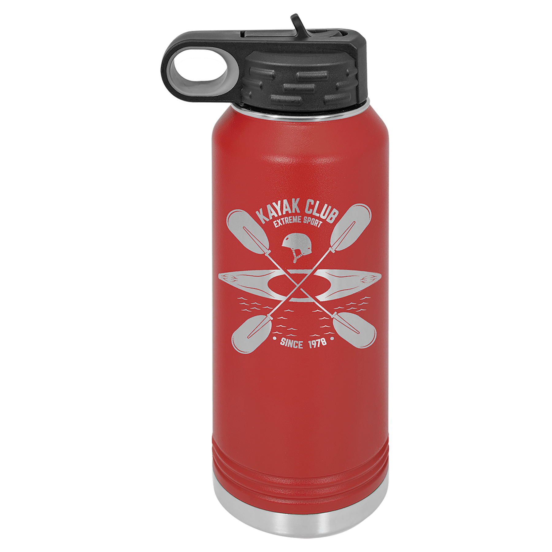 32 oz. Red Powder Coated Laser Engraved Polar Camel Water Bottles 1
