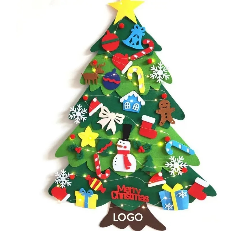 DIY Felt Christmas Tree Set with Ornaments for Kids 5