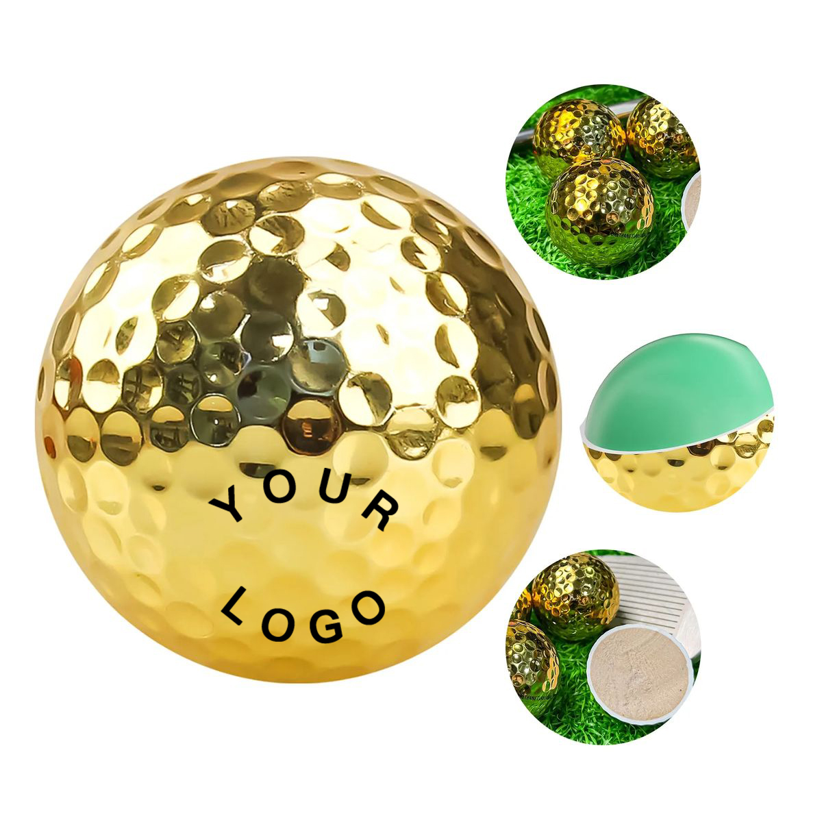 Gilded Golf Ball with Custom Print Area 1